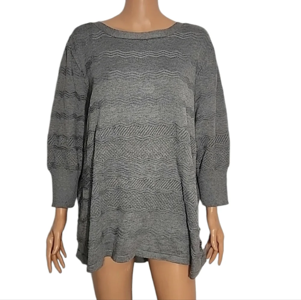 Lane Bryant Gray Knit Sweater 3/4 Sleeve Women's Top Plus Size 26/28   NWT‎